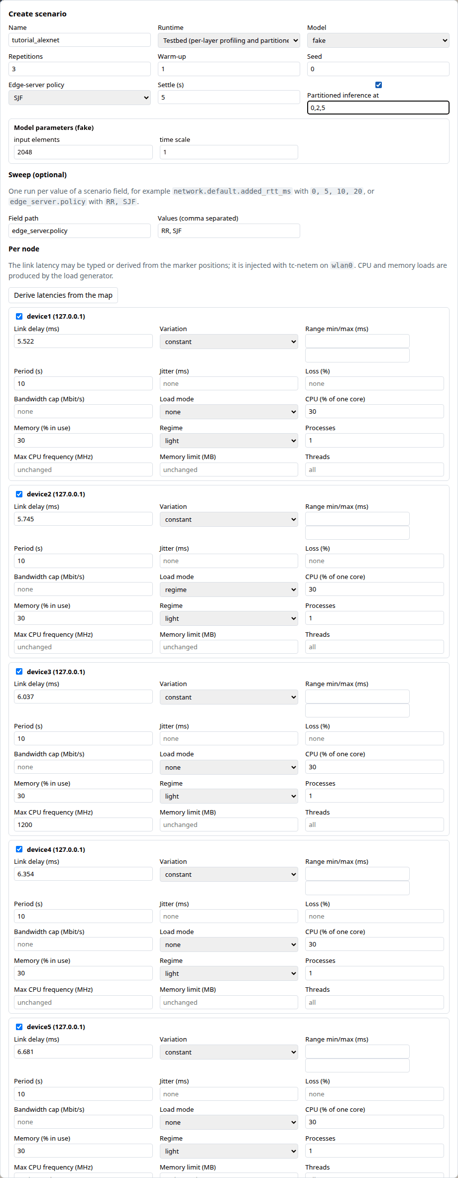 The Create scenario dialog