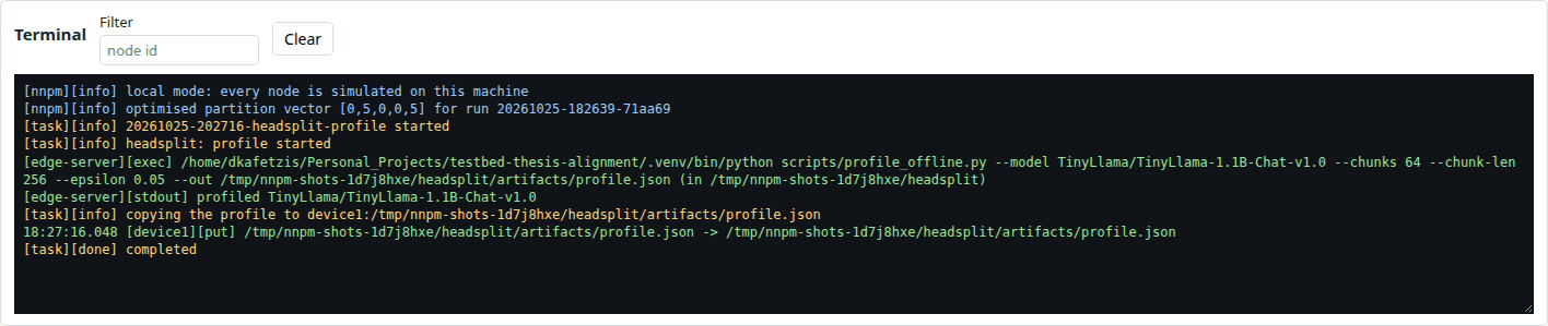 The terminal after the profile task
